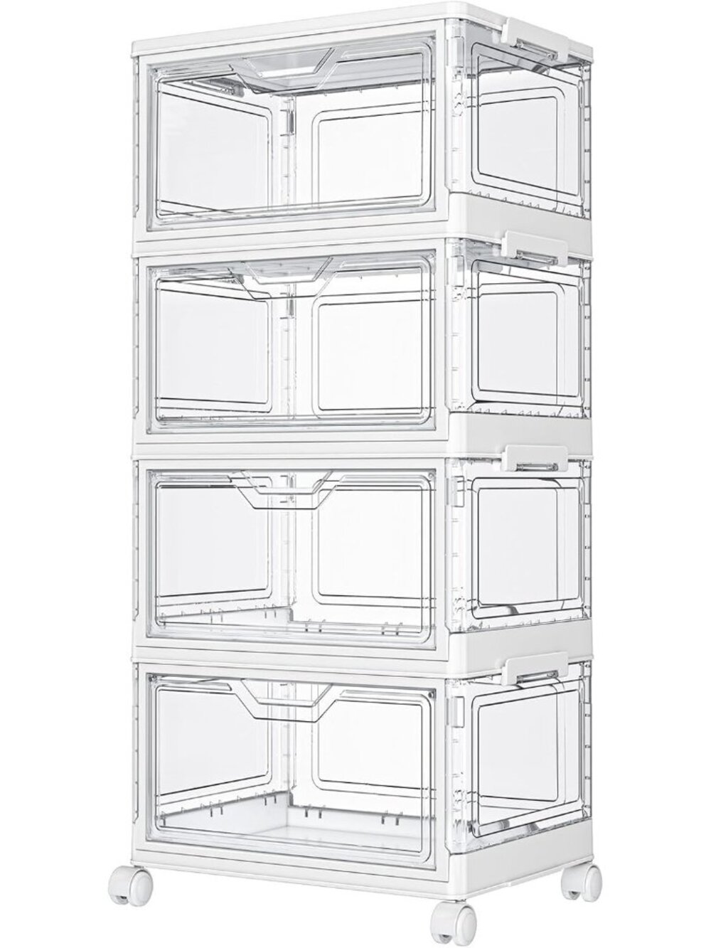 New Clear Storage Bins with Lids - 4 Tier 23qt Plastic Stackable Bins